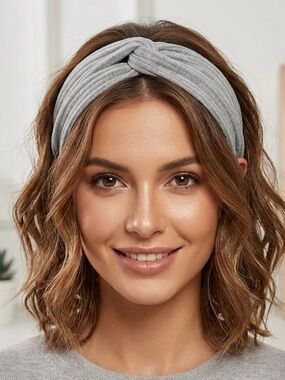 “3/$25” Grey Ribbed Knot Headband | Ultra-Stretch Comfort